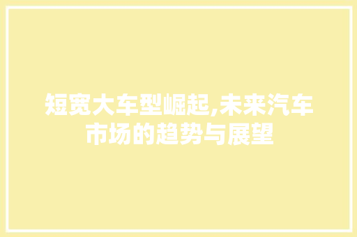 短宽大车型崛起,未来汽车市场的趋势与展望
