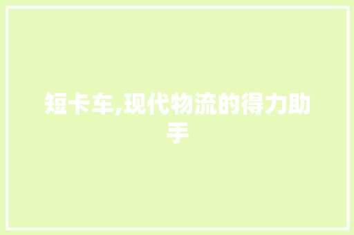 短卡车,现代物流的得力助手