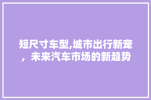 短尺寸车型,城市出行新宠，未来汽车市场的新趋势