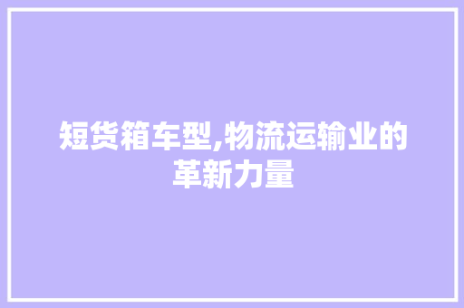 短货箱车型,物流运输业的革新力量