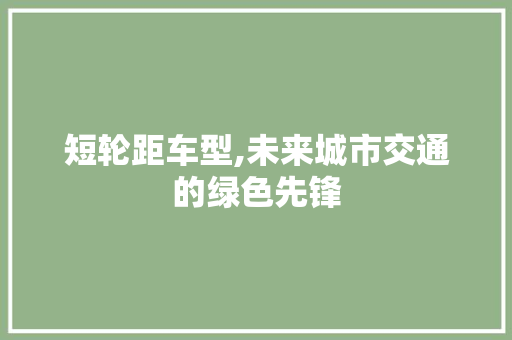 短轮距车型,未来城市交通的绿色先锋