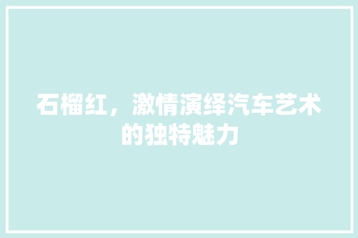石榴红，激情演绎汽车艺术的独特魅力