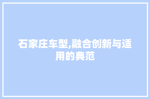 石家庄车型,融合创新与适用的典范