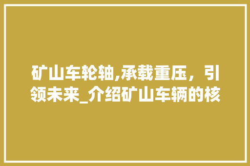 矿山车轮轴,承载重压，引领未来_介绍矿山车辆的核心部件