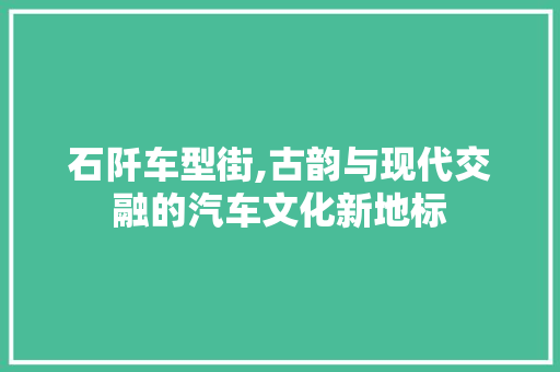 石阡车型街,古韵与现代交融的汽车文化新地标