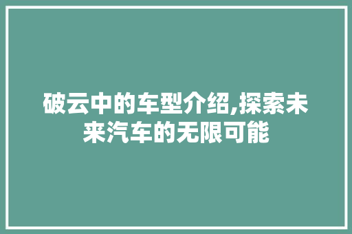 破云中的车型介绍,探索未来汽车的无限可能