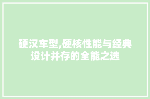 硬汉车型,硬核性能与经典设计并存的全能之选