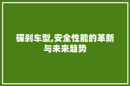 碟刹车型,安全性能的革新与未来趋势