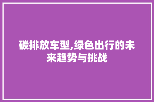 碳排放车型,绿色出行的未来趋势与挑战
