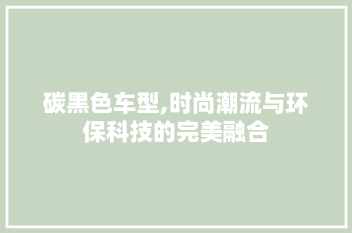 碳黑色车型,时尚潮流与环保科技的完美融合