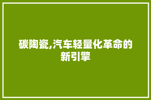 碳陶瓷,汽车轻量化革命的新引擎