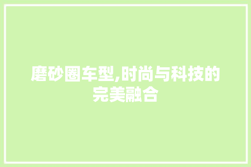 磨砂圈车型,时尚与科技的完美融合