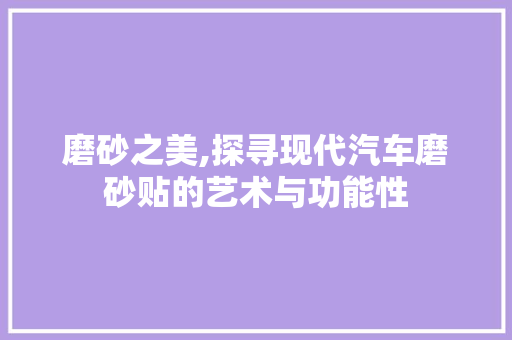 磨砂之美,探寻现代汽车磨砂贴的艺术与功能性
