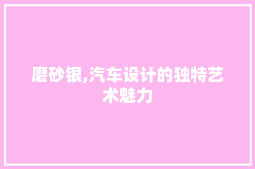 磨砂银,汽车设计的独特艺术魅力