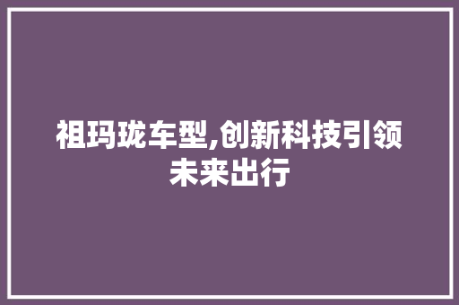 祖玛珑车型,创新科技引领未来出行