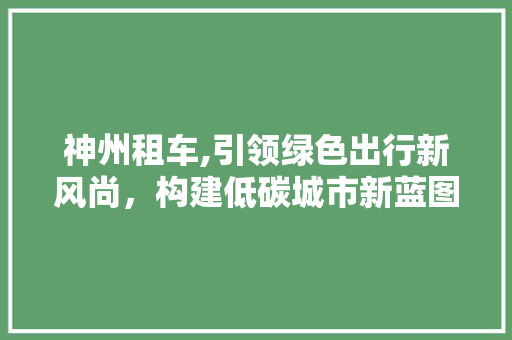 神州租车,引领绿色出行新风尚，构建低碳城市新蓝图