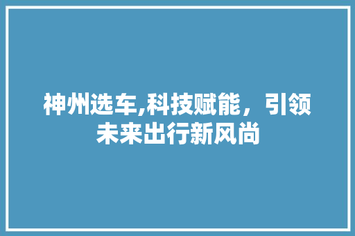 神州选车,科技赋能，引领未来出行新风尚