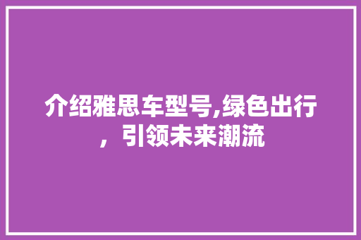 介绍雅思车型号,绿色出行，引领未来潮流