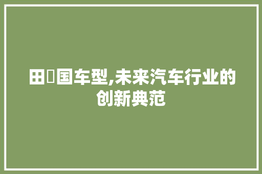 田柾国车型,未来汽车行业的创新典范