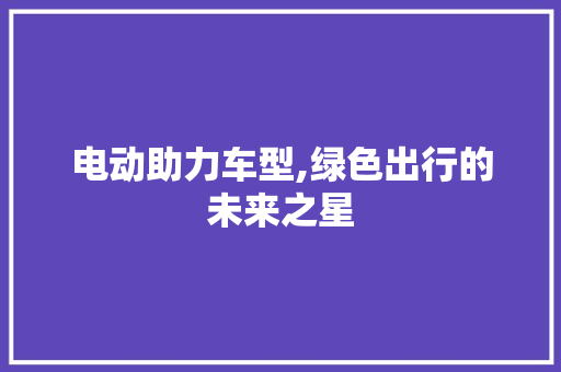 电动助力车型,绿色出行的未来之星