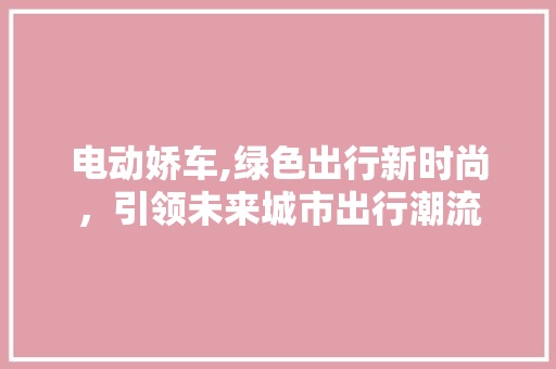 电动娇车,绿色出行新时尚，引领未来城市出行潮流