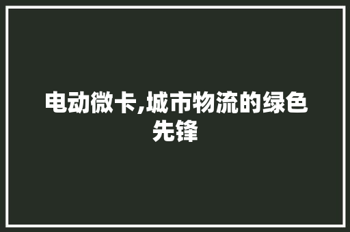 电动微卡,城市物流的绿色先锋