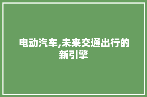 电动汽车,未来交通出行的新引擎