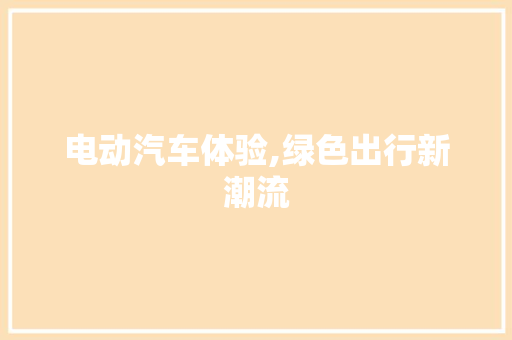 电动汽车体验,绿色出行新潮流
