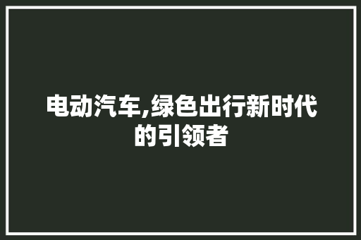 电动汽车,绿色出行新时代的引领者