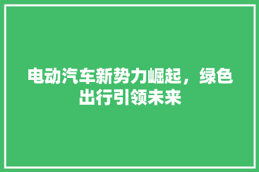 电动汽车新势力崛起，绿色出行引领未来