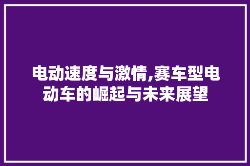 电动速度与激情,赛车型电动车的崛起与未来展望