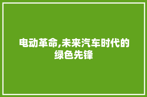 电动革命,未来汽车时代的绿色先锋