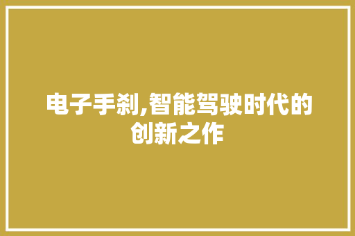 电子手刹,智能驾驶时代的创新之作