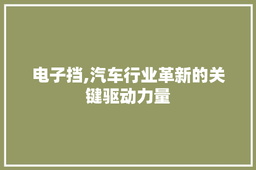 电子挡,汽车行业革新的关键驱动力量