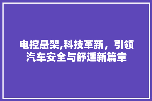 电控悬架,科技革新，引领汽车安全与舒适新篇章