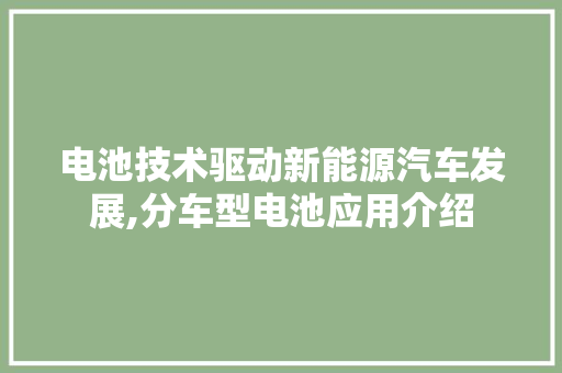 电池技术驱动新能源汽车发展,分车型电池应用介绍