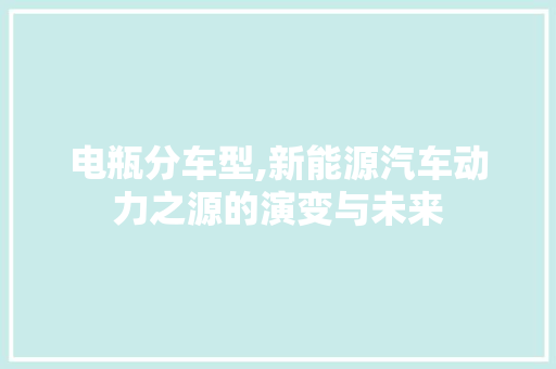 电瓶分车型,新能源汽车动力之源的演变与未来
