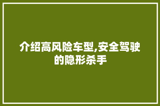 介绍高风险车型,安全驾驶的隐形杀手