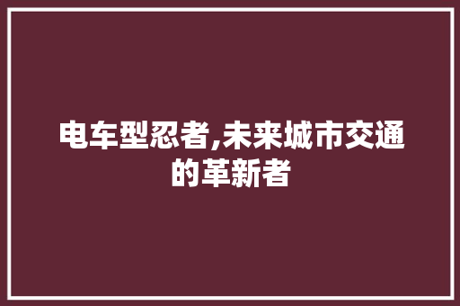 电车型忍者,未来城市交通的革新者