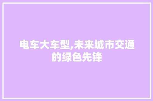 电车大车型,未来城市交通的绿色先锋