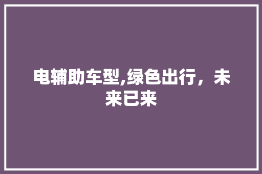 电辅助车型,绿色出行，未来已来