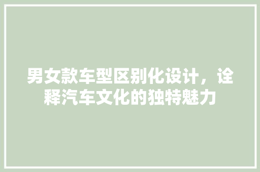男女款车型区别化设计，诠释汽车文化的独特魅力