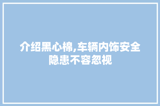 介绍黑心棉,车辆内饰安全隐患不容忽视