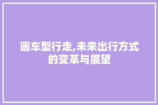 画车型行走,未来出行方式的变革与展望
