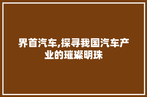 界首汽车,探寻我国汽车产业的璀璨明珠