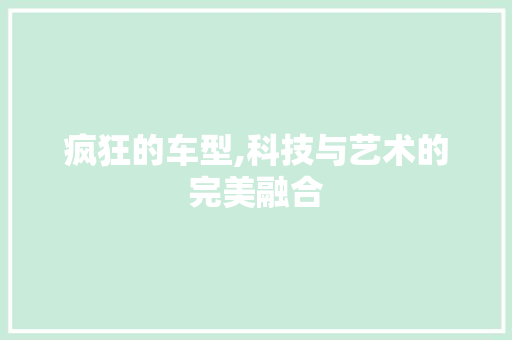 疯狂的车型,科技与艺术的完美融合