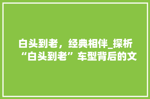 白头到老，经典相伴_探析“白头到老”车型背后的文化内涵与市场价值