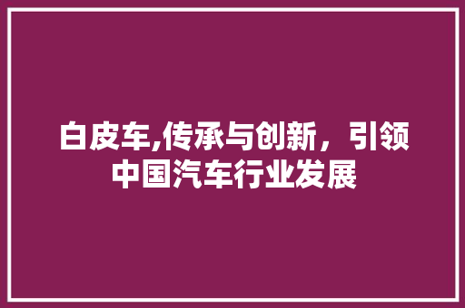 白皮车,传承与创新，引领中国汽车行业发展