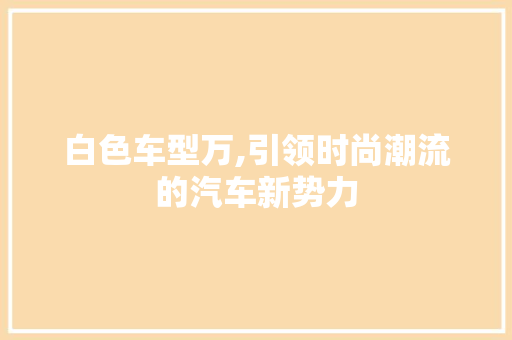 白色车型万,引领时尚潮流的汽车新势力