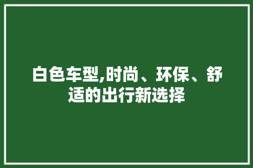 白色车型,时尚、环保、舒适的出行新选择